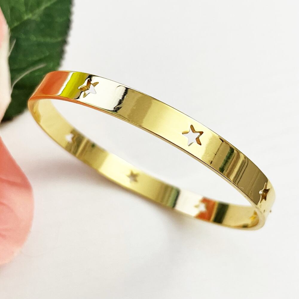 J. Crew Gold Tone Star Cutout Bangle Bracelet